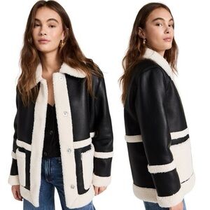 Avec Les Filles Like new Women's Black and White Shearling Moto Jacket size S
